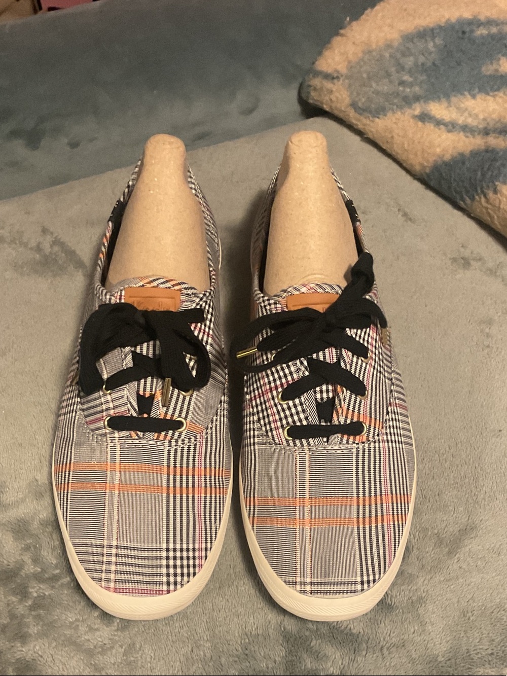 Keds Women's Plaid Canvas Sneakers - Black, Orange, White
